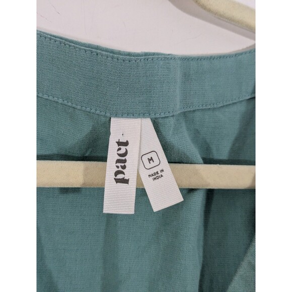 Pact Green Canopy Button Front Midi Dress Womens M Organic Cotton Linen Prairie - Picture 3 of 7
